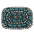 Sterling Silver Turquoise And Coral Needlepoint Belt Buckle VX64691